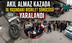 Akıl Almaz Kazada 16 Yaşındaki Bisiklet Sürücüsü Yaralandı