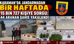 Karaman’da Jandarmadan Bir Haftada 15 Bin 727 Kişiye Sorgu: 44 Aranan Şahıs Yakalandı