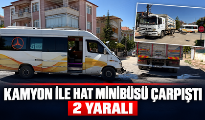 Kamyon ile Hat Minibüsü Kavşakta Çarpıştı: 2 Yaralı