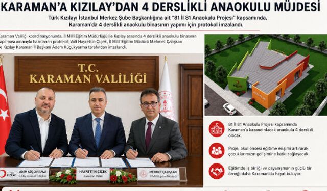 Karaman"a Kızılay"dan 4 Derslikli Anaokulu Müjdesi