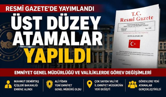 Resmî Gazete'de Üst Düzey Atama Kararları Yayımlandı: Emniyet ve Mülki İdarede Görev Değişimleri
