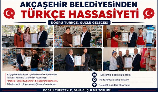 AKÇAŞEHİR BELEDİYESİNDEN TÜRKÇE HASSASİYETİ