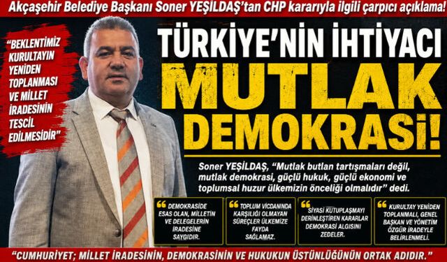 Başkan Yeşildaş:”Türkiye"nin İhtiyacı Mutlak Demokrasi”