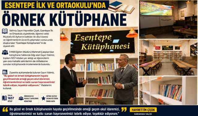 ESENTEPE İLK VE ORTAOKULU"NDA ÖRNEK KÜTÜPHANE