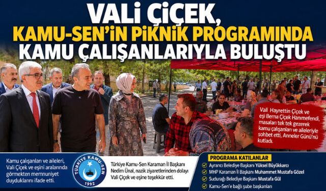 Vali Çiçek, Kamu-Sen"in Piknik Programında Kamu Çalışanlarıyla Buluştu