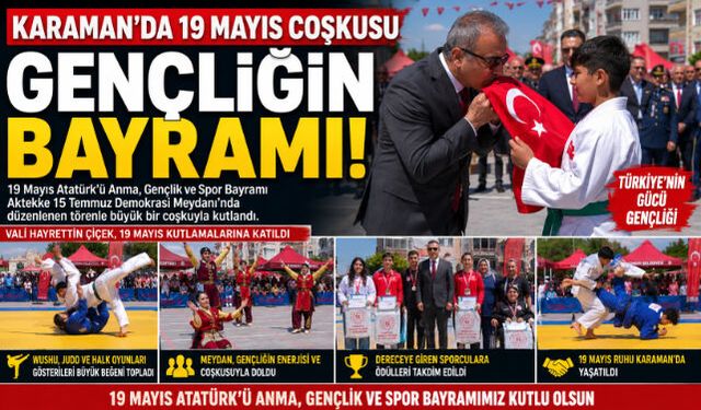 Karaman"da 19 Mayıs Coşkusu Meydanlara Taştı