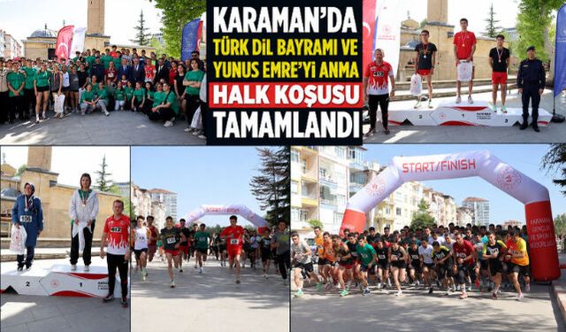 KARAMAN"DA TÜRK DİL BAYRAMI VE YUNUS EMRE"Yİ ANMA HALK KOŞUSU TAMAMLANDI