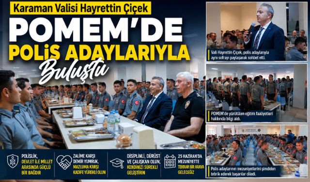 Karaman Valisi Hayrettin Çiçek POMEM"de Polis Adaylarıyla Buluştu