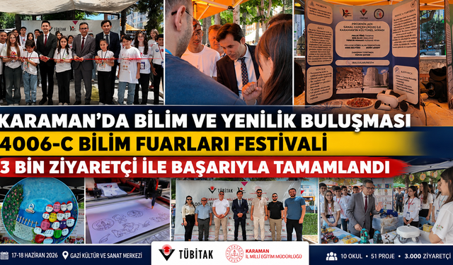 Karaman’da Bilim ve Yenilik Buluşması: 4006-C Bilim Fuarları Festivali 3 Bin Ziyaretçiyi Ağırladı