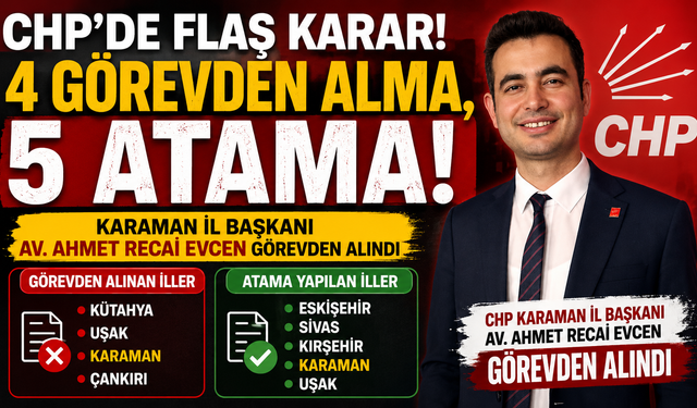 CHP’de Karaman Teşkilatında Görev Değişikliği: İl Başkanı Ahmet Recai Evcen Görevden Alındı