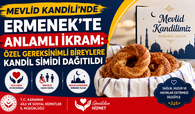 Mevlid Kandili’nde Ermenek’te anlamlı ikram: Özel gereksinimli bireylere kandil simidi dağıtıldı