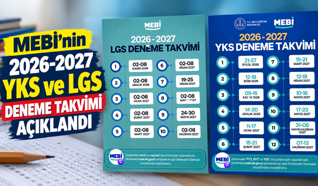 MEBİ’nin 2026-2027 YKS ve LGS deneme takvimi açıklandı