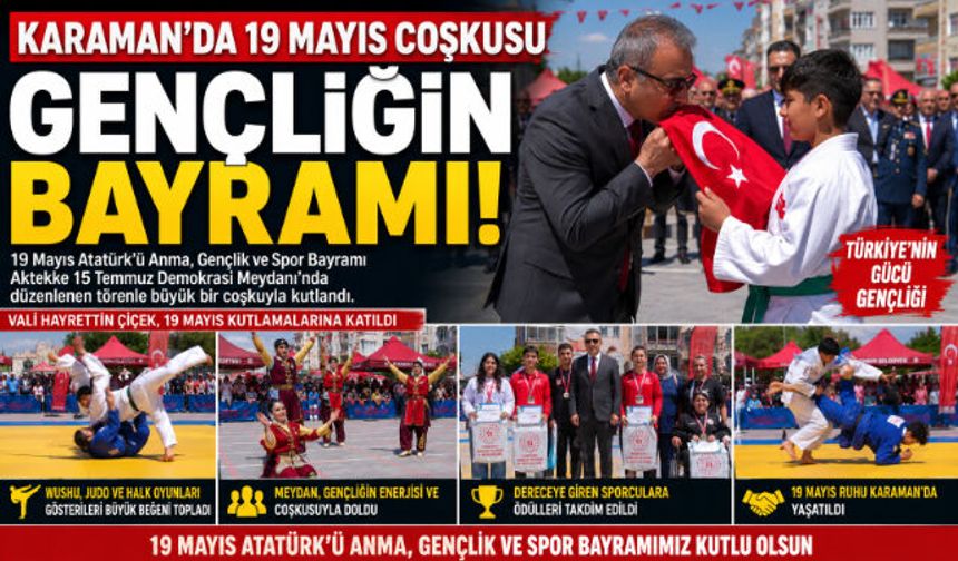 Karaman"da 19 Mayıs Coşkusu Meydanlara Taştı