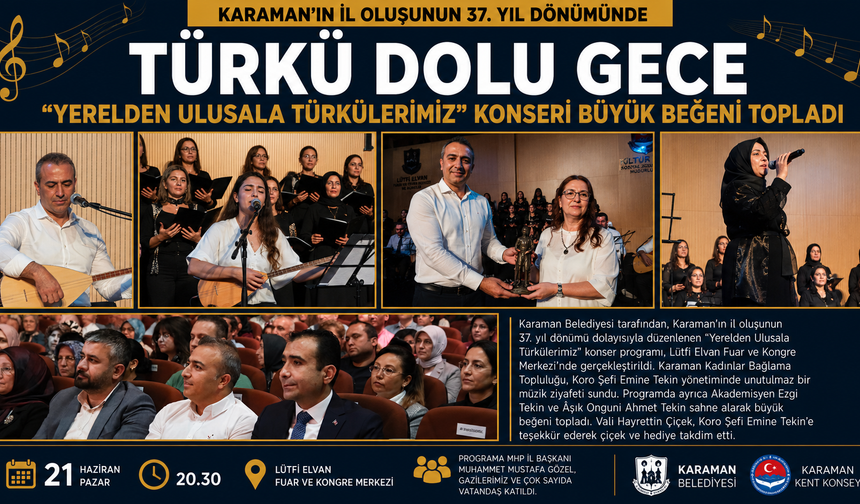 Karaman’da Türkü Dolu Gece: “Yerelden Ulusala Türkülerimiz” Konseri Büyük İlgi Gördü