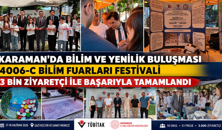 Karaman’da Bilim ve Yenilik Buluşması: 4006-C Bilim Fuarları Festivali 3 Bin Ziyaretçiyi Ağırladı