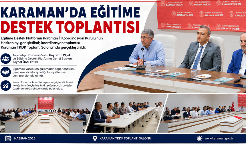 Karaman’da Eğitime Destek Platformu Haziran Ayı Koordinasyon Toplantısı Gerçekleştirildi