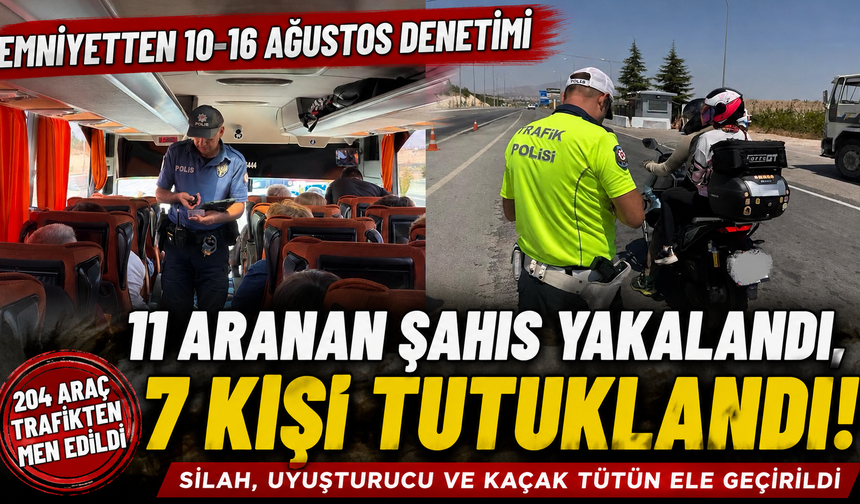 KARAMAN’DA EMNİYETTEN BİR HAFTALIK YOĞUN DENETİM: 11 ARANAN ŞAHIS YAKALANDI, 7 KİŞİ TUTUKLANDI