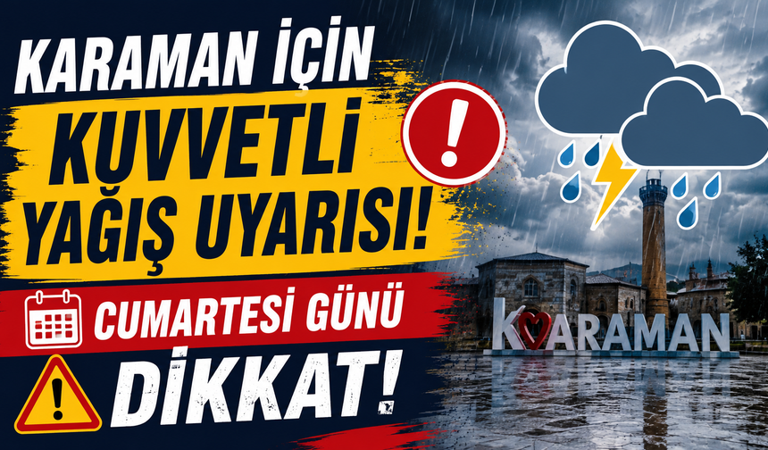 Karaman için kuvvetli yağış uyarısı! Cumartesi günü dikkat