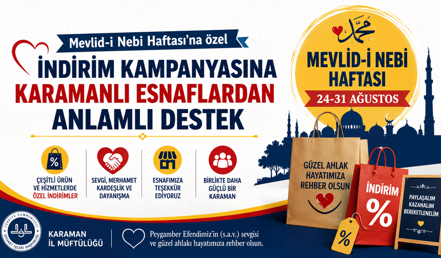 Mevlid-i Nebi Haftası’na özel indirim kampanyasına Karamanlı esnaflardan anlamlı destek