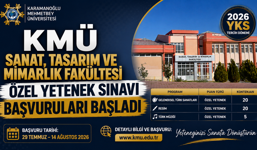 KMÜ SANAT, TASARIM VE MİMARLIK FAKÜLTESİ ÖZEL YETENEK SINAVI BAŞVURULARI BAŞLADI