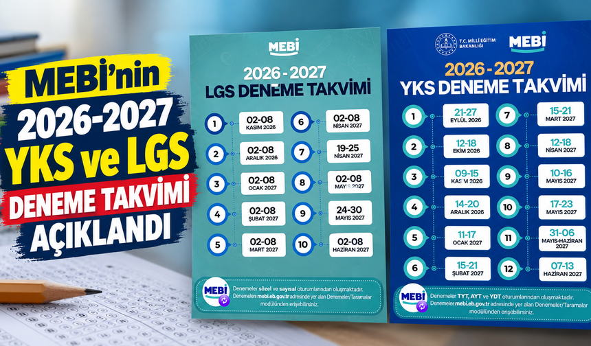 MEBİ’nin 2026-2027 YKS ve LGS deneme takvimi açıklandı