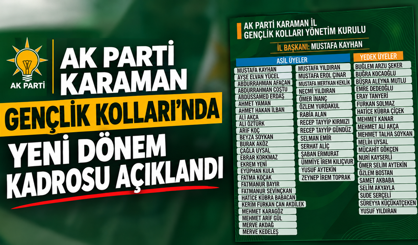 AK Parti Karaman Gençlik Kolları’nda Yeni Dönem Kadrosu Açıklandı