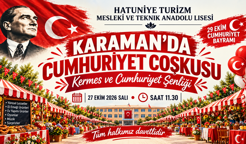 Karaman’da Cumhuriyet Coşkusu Kermes ve Şenlikle Yaşanacak