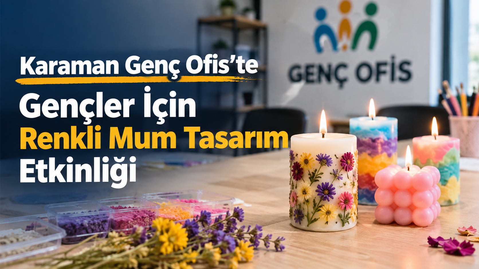Karaman Genç Ofis’te Gençler İçin Renkli Mum Tasarım Etkinliği