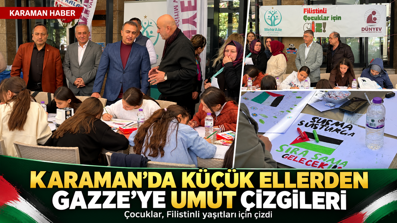 Karaman’da küçük ellerden Gazze’ye umut çizgileri