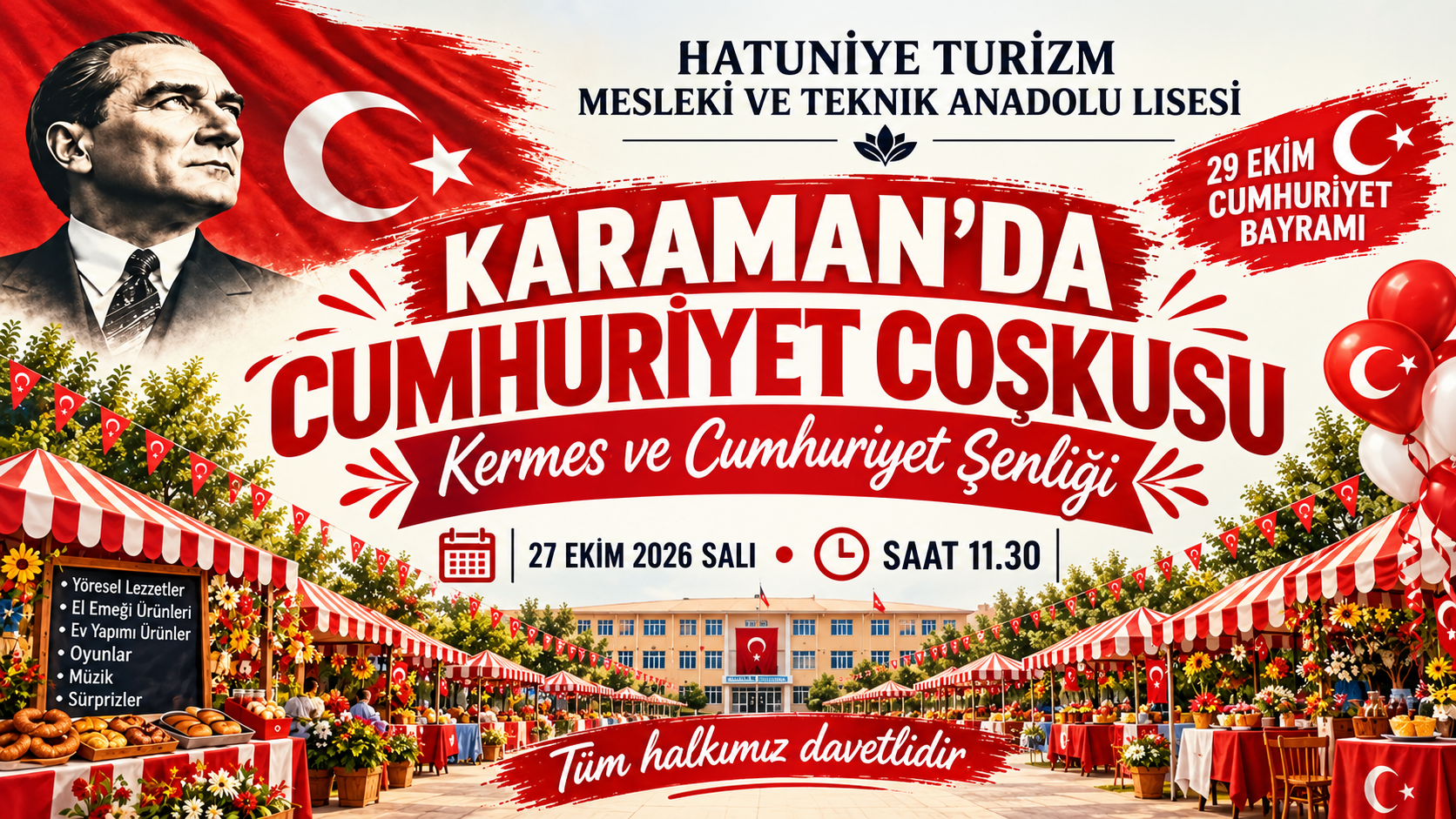 Karaman’da Cumhuriyet Coşkusu Kermes ve Şenlikle Yaşanacak